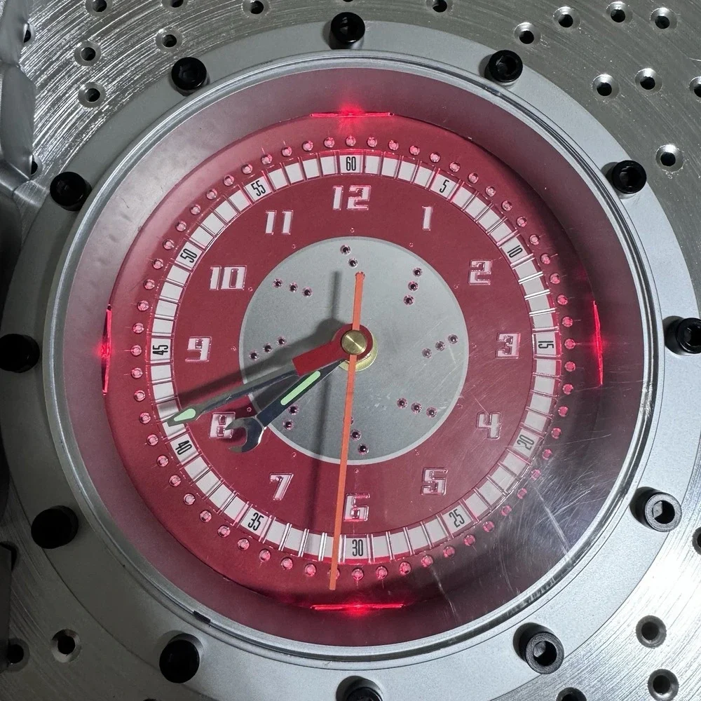 Rare MAC TOOLS SILVER BRAKE CALIPER ROTOR HANGING WALL CLOCK - HTF Tested